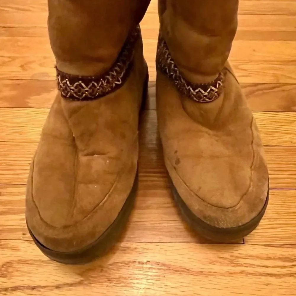 UGG Brown Suede Boots with Knit Accents